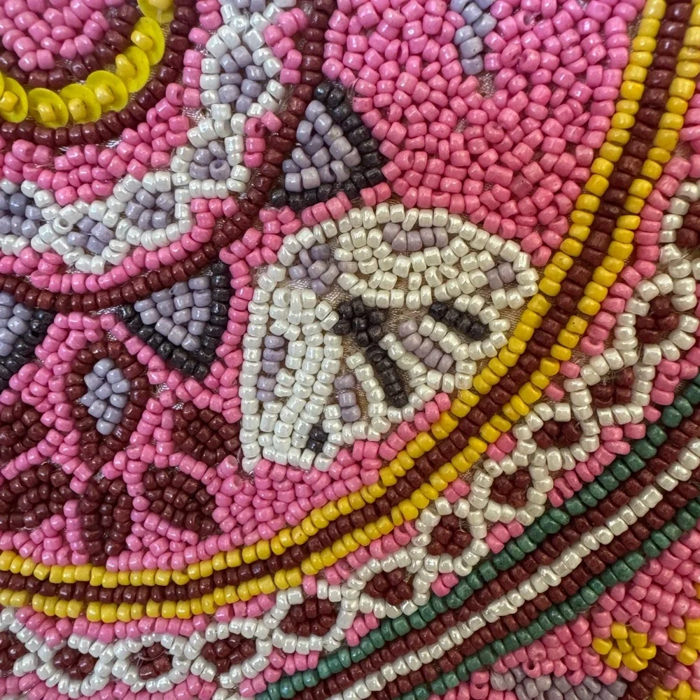 Pink Beaded Handbag handcrafted from India. NWT - Picture 3 of 9